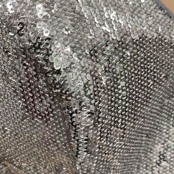 Sequin Sparkling Silver Metallic Formal Gown - Picture 8 of 16